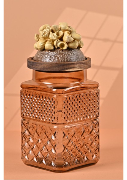 El Yapımı Özel Tasarım Kavanoz - 1800 ml - Vakumlu Ahşap Kapaklı (Midye Makarna Detaylı) - Light Amber Cam - Mutfak ve Ev Dekorasyonu fiyatları