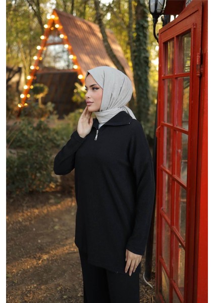 Fermuar Yaka Sade Sweat Ikili Takım - 71221.026 - Bej