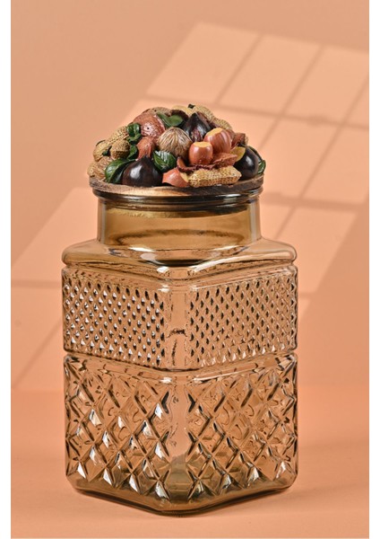 El Yapımı Özel Tasarım Kavanoz - 1800 ml - Vakumlu Ahşap Kapaklı (Kuruyemiş Detaylı) - Light Yeşil Cam - Mutfak ve Ev Dekorasyonu modelleri