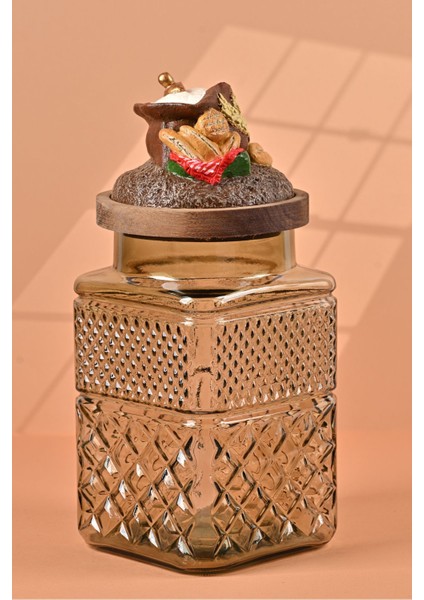 El Yapımı Özel Tasarım Kavanoz - 1800 ml - Vakumlu Ahşap Kapaklı (Un Detaylı) - Light Yeşil Cam - Mutfak ve Ev Dekorasyonu fiyatları