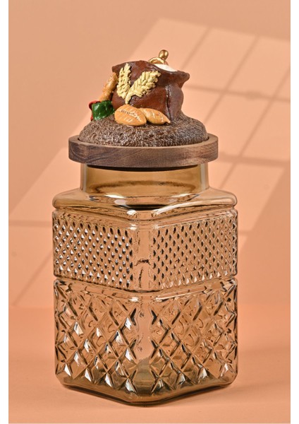 El Yapımı Özel Tasarım Kavanoz - 1800 ml - Vakumlu Ahşap Kapaklı (Un Detaylı) - Light Yeşil Cam - Mutfak ve Ev Dekorasyonu modelleri