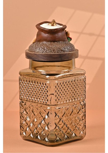 El Yapımı Özel Tasarım Kavanoz - 1800 ml - Vakumlu Ahşap Kapaklı (Un Detaylı) - Light Yeşil Cam - Mutfak ve Ev Dekorasyonu fırsatları