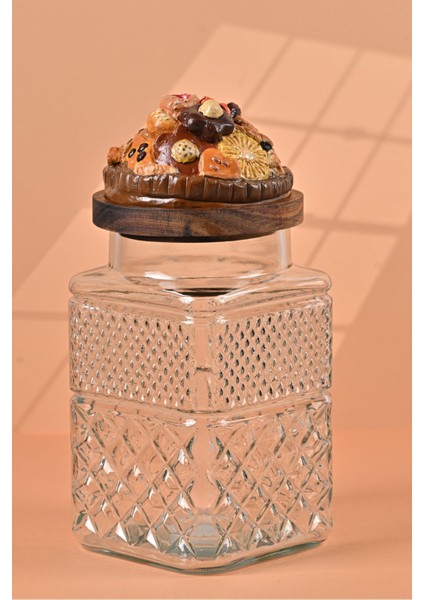 El Yapımı Özel Tasarım Kavanoz - 1800 ml - Vakumlu Ahşap Kapaklı (Kurabiye Detaylı) - Şeffaf Cam - Mutfak ve Ev Dekorasyonu modelleri