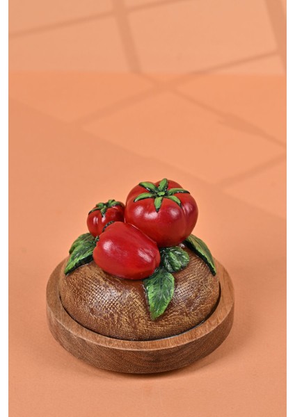 El Yapımı Özel Tasarım Kavanoz - 1000 ml - Vakumlu Ahşap Kapaklı (Domates Detaylı) - Dark Amber Çizgili Cam - Mutfak ve Ev Dekorasyonu indirimleri