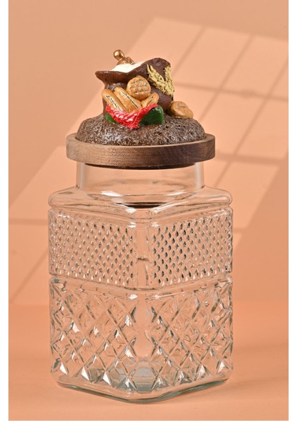 El Yapımı Özel Tasarım Kavanoz - 1800 ml - Vakumlu Ahşap Kapaklı (Un Detaylı) - Şeffaf Cam - Mutfak ve Ev Dekorasyonu modelleri