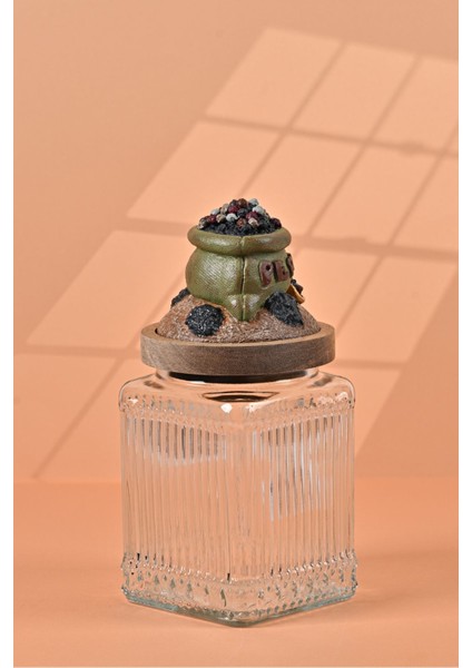 El Yapımı Özel Tasarım Karabiber Baharat Kavanozu - 700 ml - Vakumlu Ahşap Kapaklı (Yeşil Detaylı) - Şeffaf Çizgili Cam - Mutfak ve Ev Dekorasyonu fiyatları