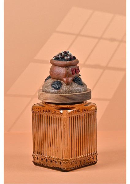 El Yapımı Özel Tasarım Karabiber Baharat Kavanozu - 700 ml - Vakumlu Ahşap Kapaklı (Kahverengi Detaylı) - Medium Amber Çizgili Cam - Mutfak ve Ev Dekorasyonu modelleri