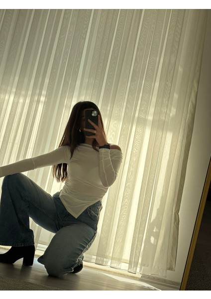 Butik Nis Kadın Kayık Yaka Asimetrik Kesim Body