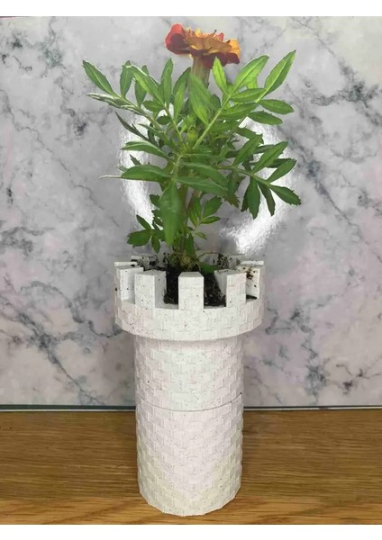Kale Tasarımlı 3D Saksı – Iki Parçalı Modüler Yapı