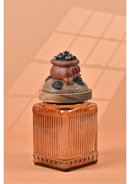 El Yapımı Özel Tasarım Karabiber Baharat Kavanozu - 700 ml - Vakumlu Ahşap Kapaklı (Kahverengi Detaylı) - Light Amber Çizgili Cam - Mutfak ve Ev Dekorasyonu fiyatları