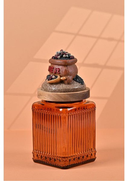 El Yapımı Özel Tasarım Karabiber Baharat Kavanozu - 700 ml - Vakumlu Ahşap Kapaklı (Kahverengi Detaylı) - Dark Amber Çizgili Cam - Mutfak ve Ev Dekorasyonu fiyatları