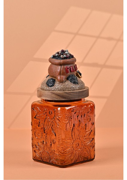 El Yapımı Özel Tasarım Karabiber Baharat Kavanozu - 700 ml - Vakumlu Ahşap Kapaklı (Kahverengi Detaylı) - Dark Amber ÇiçekliCam - Mutfak ve Ev Dekorasyonu fiyatları