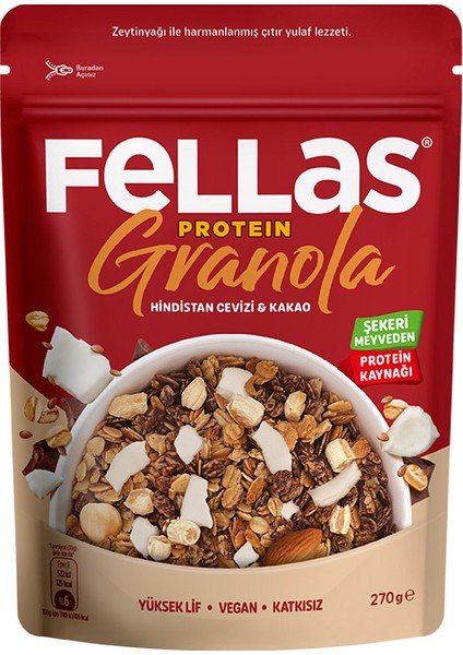 Protein Granola 2'li Paket - Hindistan Cevizi & Kakao 270g + Kırmızı Meyveler 270g