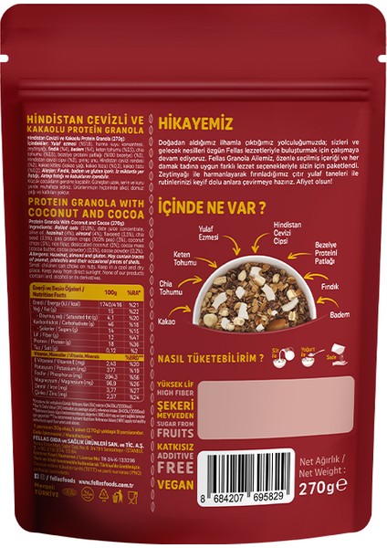 Protein Granola 2'li Paket - Hindistan Cevizi & Kakao 270g + Kırmızı Meyveler 270g