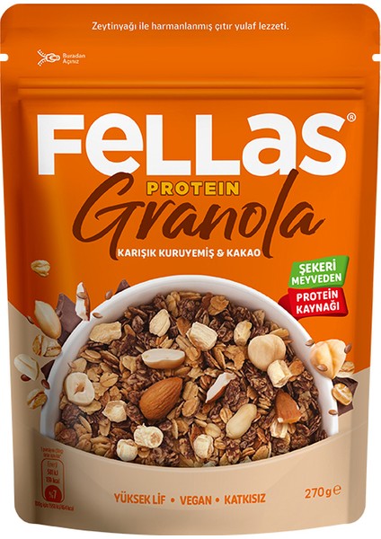 Protein Granola - Karışık Kuruyemiş & Kakao 270g