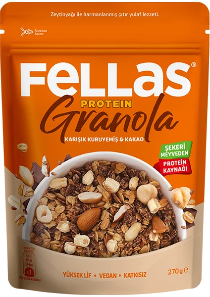 Protein Granola - Karışık Kuruyemiş & Kakao 270g