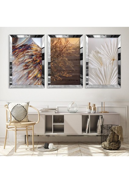 Çiçek Gold Pleksi Kenar Mdf Tablo