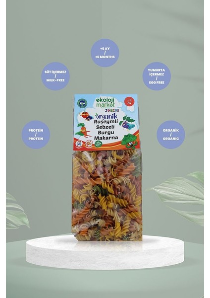 Organik Ruşeymli Sebzeli Burgu Makarna 250 GR6PAKET Organic Wheat Vegetable Twisted Pasta 250GR6PACK fırsatları