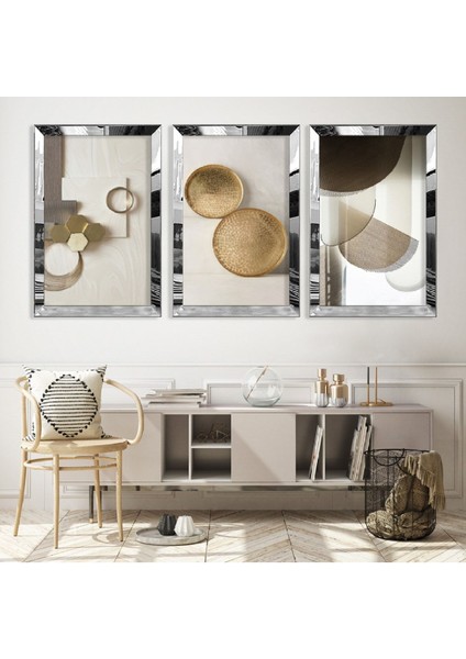 Soyut Desen Gold Pleksi Kenar Mdf Tablo
