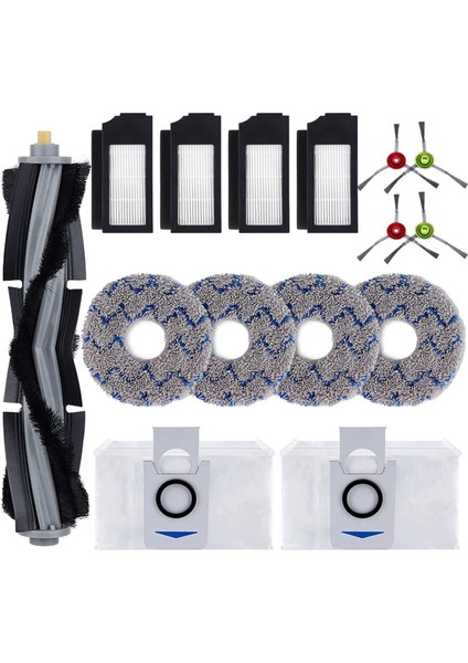 Ecovacs Deebot X1 Omni X1 Turbo X1 Plus Elektrikli Süpürge Robotu Için Aksesuar Seti Ana Fırça Yan Fırça Filtre Zemin Torbası (Yurt Dışından)