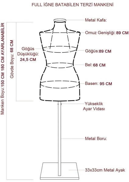 38 Beden Full Iğne Batabilen Yüksek Kalite Prova Mankeni Terzi Mankeni fiyatları