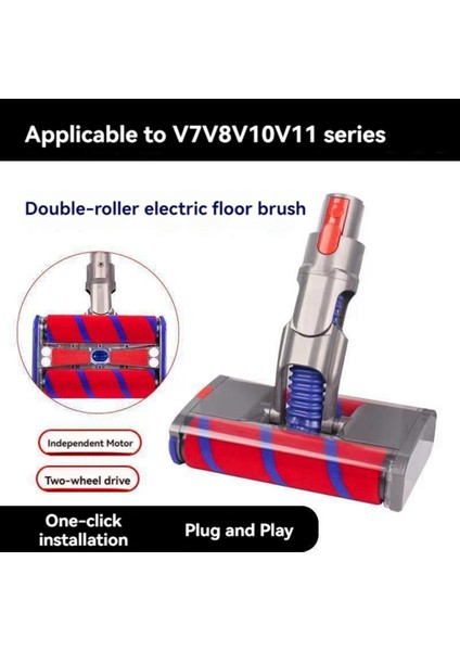 Dyson V8 V7 V10 V11 V15 Elektrikli Zemin Fırçası Yumuşak Tüylü Çift Silindirli Fırça Tetik Kilidi ile Vakum Aparatı (Yurt Dışından) modelleri