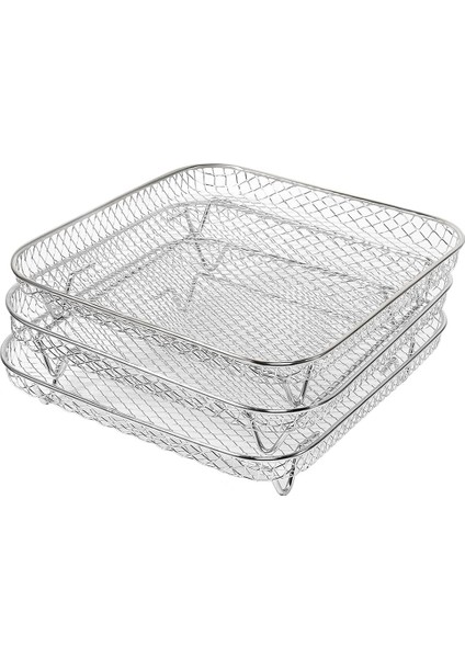 Üç Katlı Hava Fritözü Izgara Rafı Paslanmaz Çelik Hava Fritözü Aleti Pişirme Tepsisi Kızartma Pişirme Rafı Hava Fritözleri (Yurt Dışından)