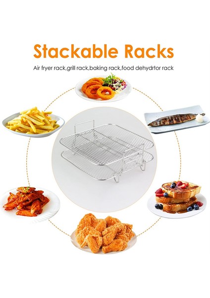 2 Katmanlı Hava Fritöz Rafı Yığılabilir Izgara Izgara Rafı Paslanmaz Çelik 4.2-5.8qt Hava Fritözü Mutfak Fırın Buharlı Pişirici (Yurt Dışından) fırsatları