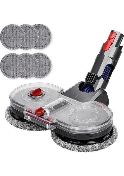 Dyson V7 V8 V10 V11 V12 V15 Için Elektrikli Paspas Başlığı Aparatı, 6 Parça Yıkanabilir Paspas Pedleri ile Çift Döner Motor (Yurt Dışından)
