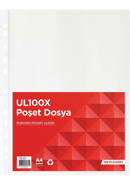 UL100X A4 Poşet Dosya 100'LÜ Paket