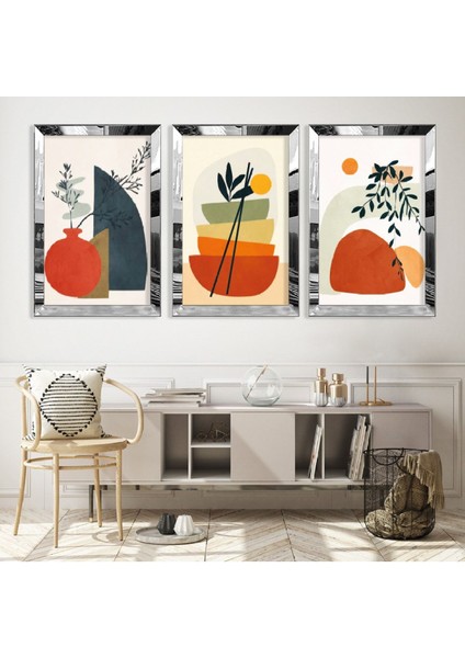 Soyut Desen Gümüş Pleksi Kenar Mdf Tablo