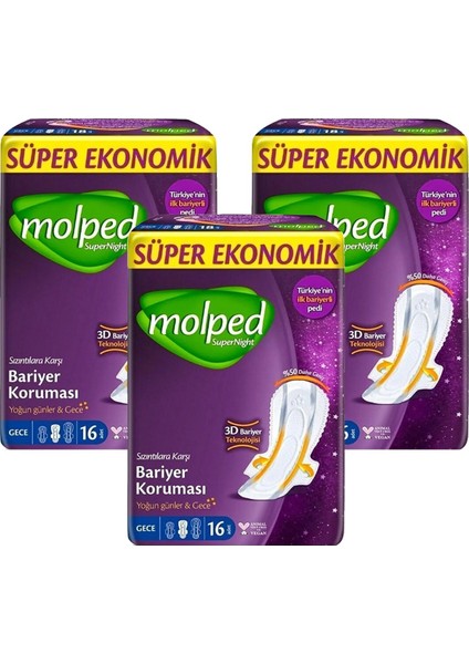 Supernight Gece Bariyer Koruması 16 lı Gece x 3 Adet fiyatları