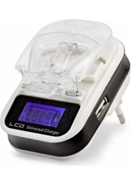 Akıllı Göstergeli Batarya Pil Şarj Aleti Üniversal Çok Amaçlı USB Girişli Dijital Adaptör