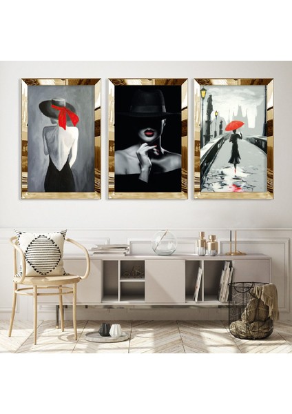 Kadın Gold Pleksi Kenar Mdf Tablo