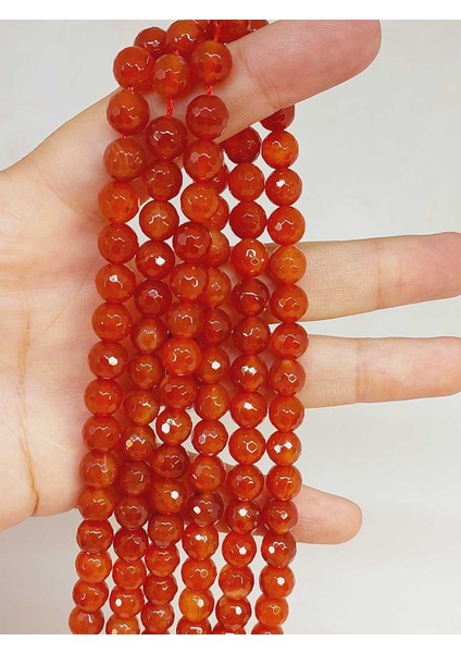 Akik Taşı Faset Kesim Dizi 8mm (54682)