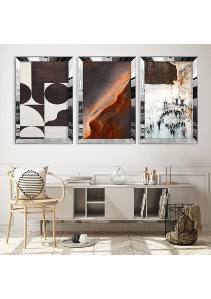 Modern Çizim Gold Pleksi Kenar Mdf Tablo