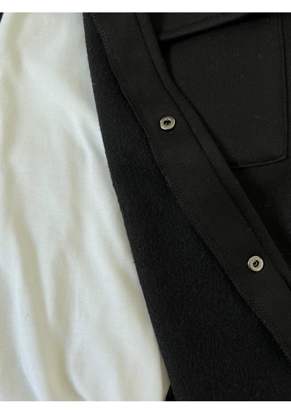 Erkek Oversize Kalın 3 Iplik Çift Cepli Önü Pat Düğmeli Kaşe Ceket