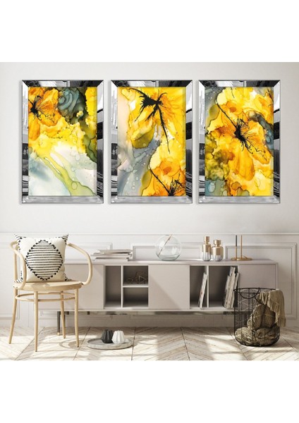 Sarı Renk Modern Gold Pleksi Kenar Mdf Tablo