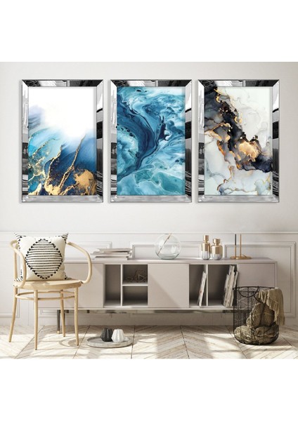 Kolaj Çizim Gold Pleksi Kenar Mdf Tablo