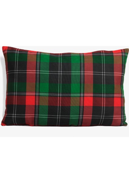 Yılbaşı Ekose Desen Kırmızı – Yeşil Dikdörtgen Kırlent Kılıfı