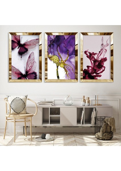 Renkli Gold Pleksi Kenar Mdf Tablo