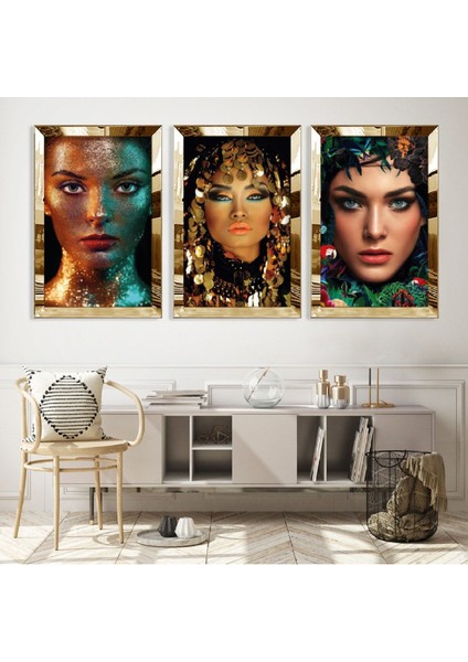 Eski Medeniyet Kadın Gümüş Pleksi Kenar Mdf Tablo