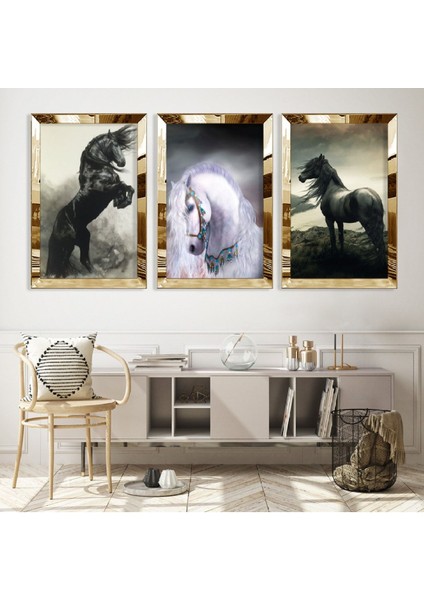 At Gümüş Pleksi Kenar Mdf Tablo