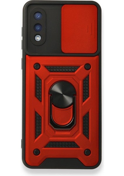 Samsung Galaxy A02 Ile Uyumlu Kılıf Kamera Korumalı Sürgülü Yüzüklü Standlı Tank