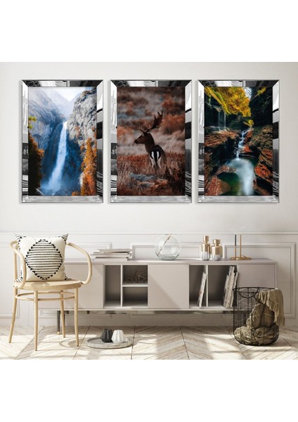 Şelale Kanyon Gold Pleksi Kenar Mdf Tablo
