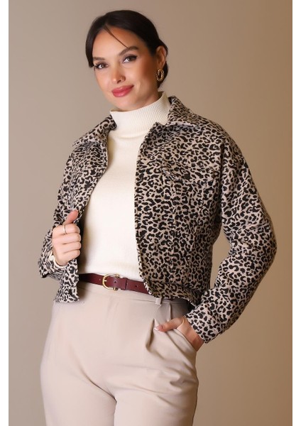 Kahve Leopar Uzun Kollu Kadın Ceket 184-2k5 fiyatları