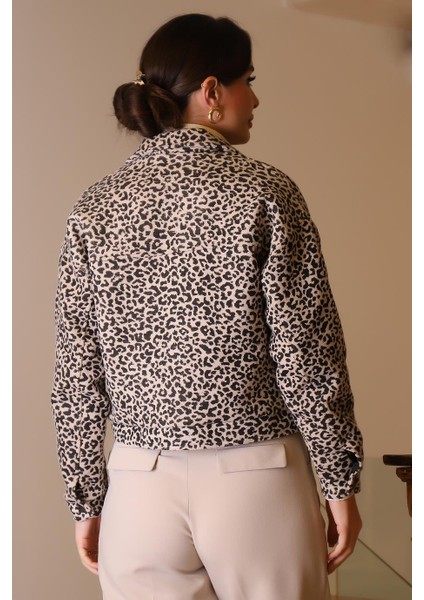 Kahve Leopar Uzun Kollu Kadın Ceket 184-2k5 modelleri