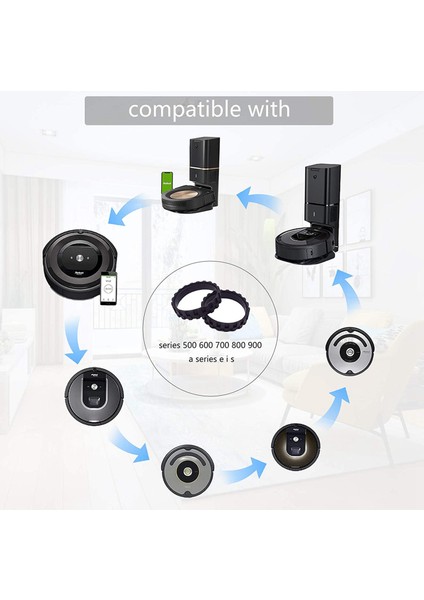 Irobot Roomba Tekerlek Serisi 500, 600, 700, 800 ve 900 Için Lastikler, Kaymaz, Mükemmel Yapışma ve Kolay Montaj 8 Paket (Yurt Dışından)