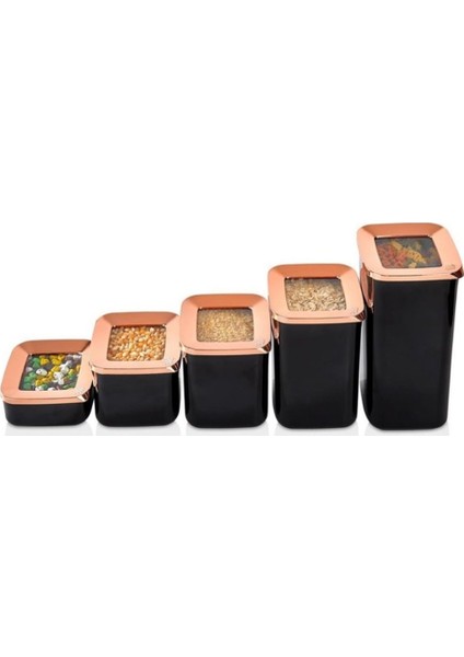 Kare Saklama Kabı 5 Li Siyah Bakır fiyatları