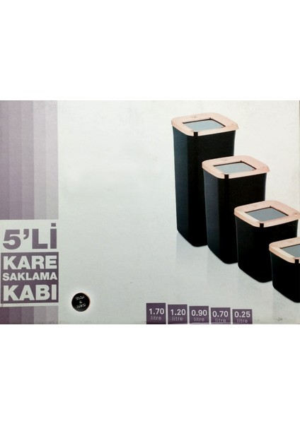 Kare Saklama Kabı 5 Li Siyah Bakır modelleri